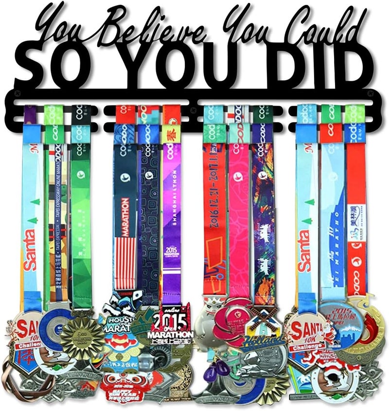 Resama Medal Hanger Holder Display Wall Rack Frame Shelf-Medal Hanger Awards Ribbon Soccer,Gymnastics,Holder Display Rack for 60 Medals - Image 1